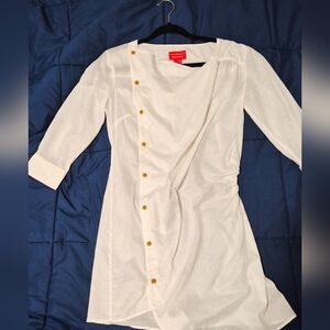 VIVIENNE WESTWOOD White Button-Down Top with Gold Button Accents